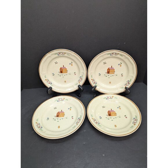 Vintage Newcor Stoneware 6004 Our Country Farmhouse Salad Plate Set of 4 - Picture 2 of 12